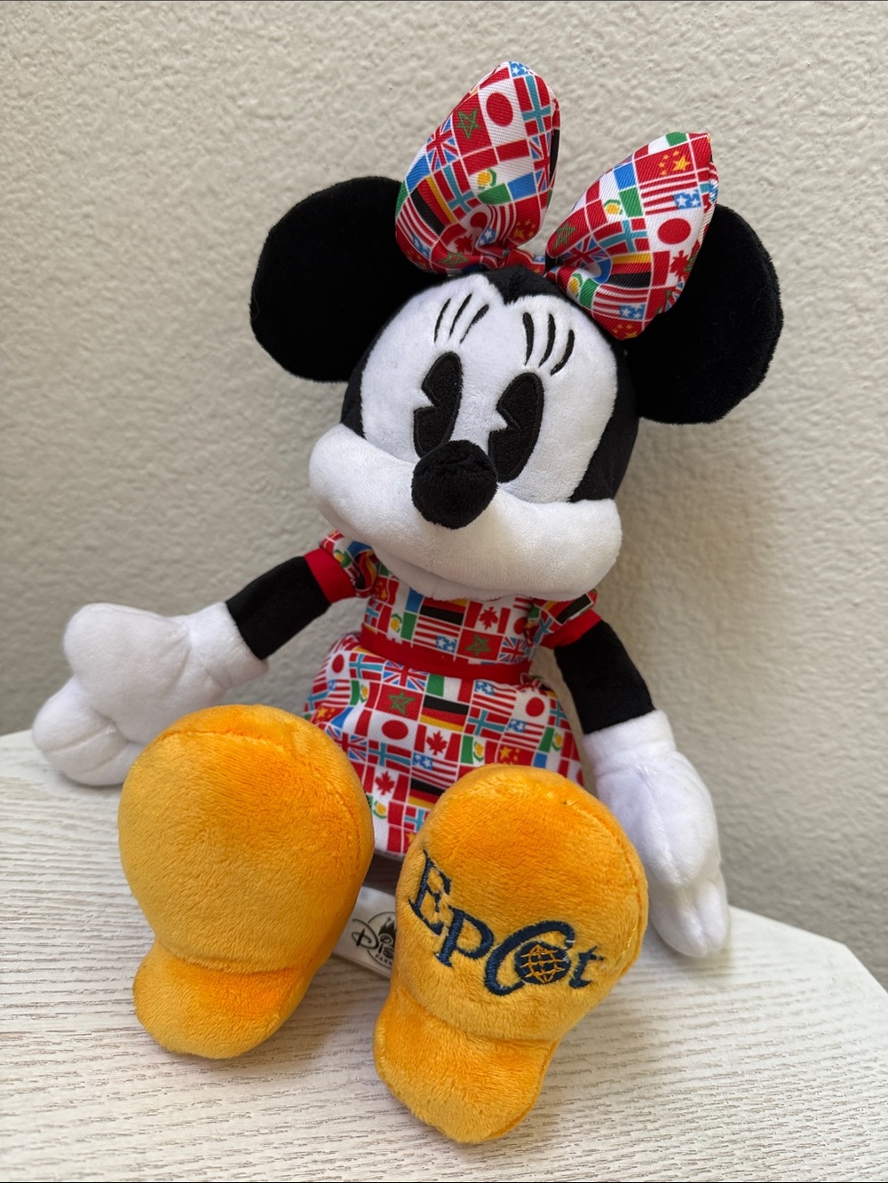 Disney EPCOT World Showcase Minnie Mouse International Flags Dress Plush Doll
